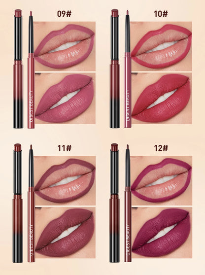 QIBEST 2PC Matte Velvet Lipstick & Lipliner Set - Long Lasting Red Lip Contour Pencil