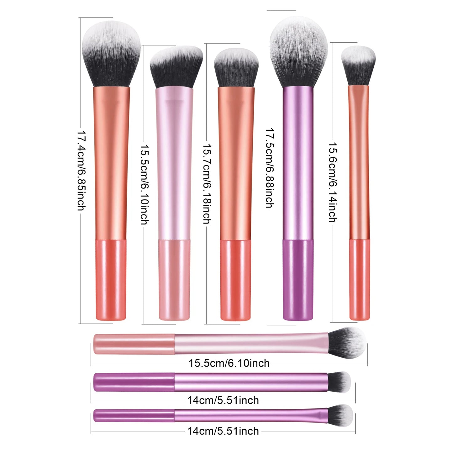8pcs Portable Makeup Brush Set – Multifunctional Plastic Brushes for Daily Use