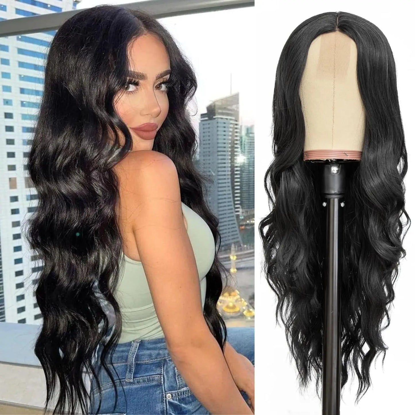 Synthetic Long Lace Ombre Blonde Wavy Wig 26 Inch for Women