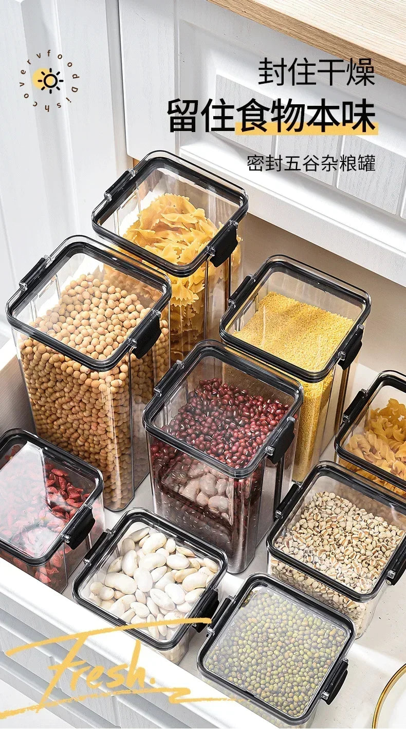 Stackable Plastic Food Storage Containers Set 460-1800ml for Grains, Tea & Snacks