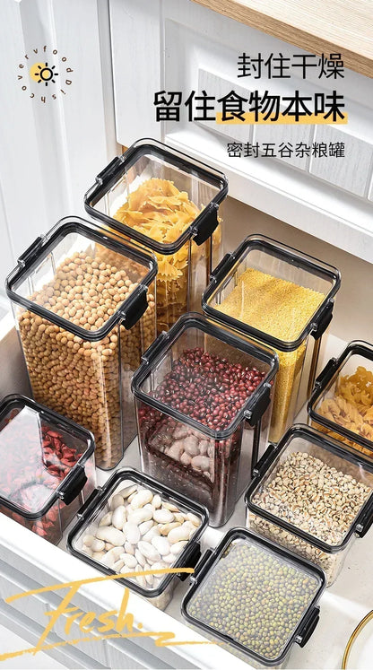 Stackable Plastic Food Storage Containers Set 460-1800ml for Grains, Tea & Snacks