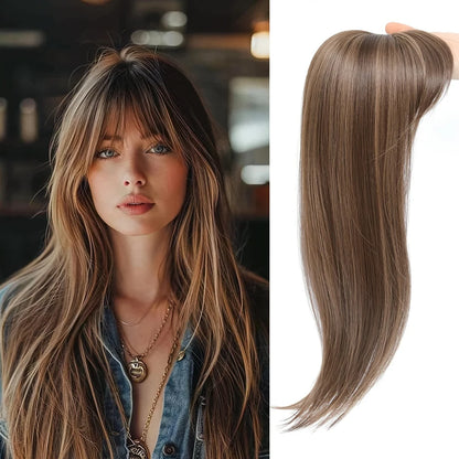 Elegant 22" Straight Synthetic Wig Block for Women - Light Brown to Black