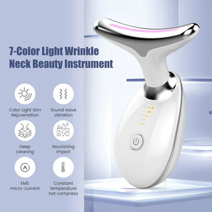 Face & Neck Lift Beauty Device - EMS Facial Massager with LED Light Therapy for Skin Tightening & Anti-Wrinkle