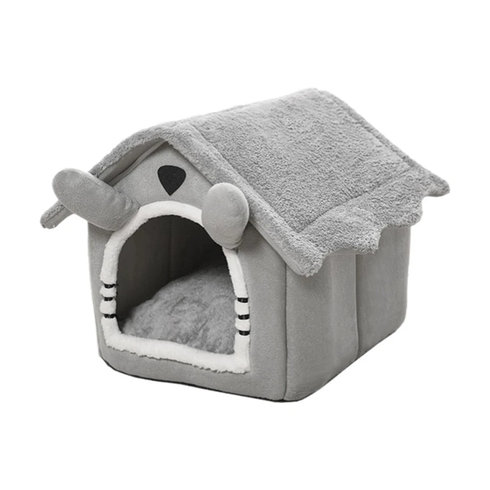 Gray Detachable Cat House – Semi-Enclosed, Washable Pet Nest for Small Pets
