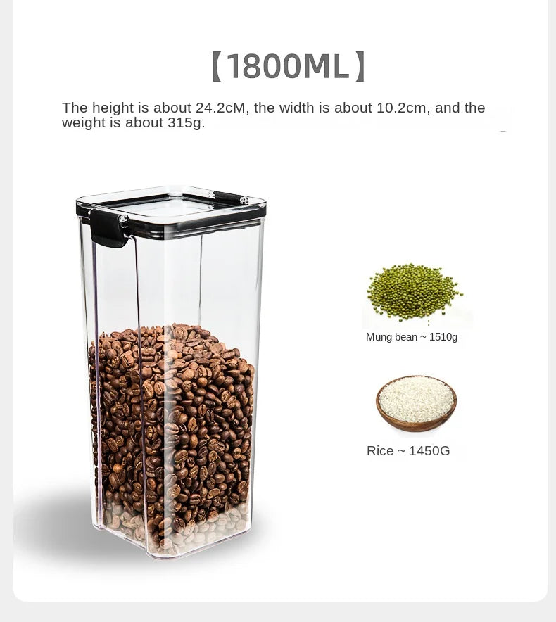Sealed Plastic Storage Jars Set, Moisture-Proof Grain & Seasoning Organizer for Kitchen