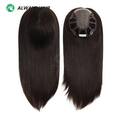 Alwayshair 14"-16" Straight Human Hair Clip-in Topper for Women 120% Density
