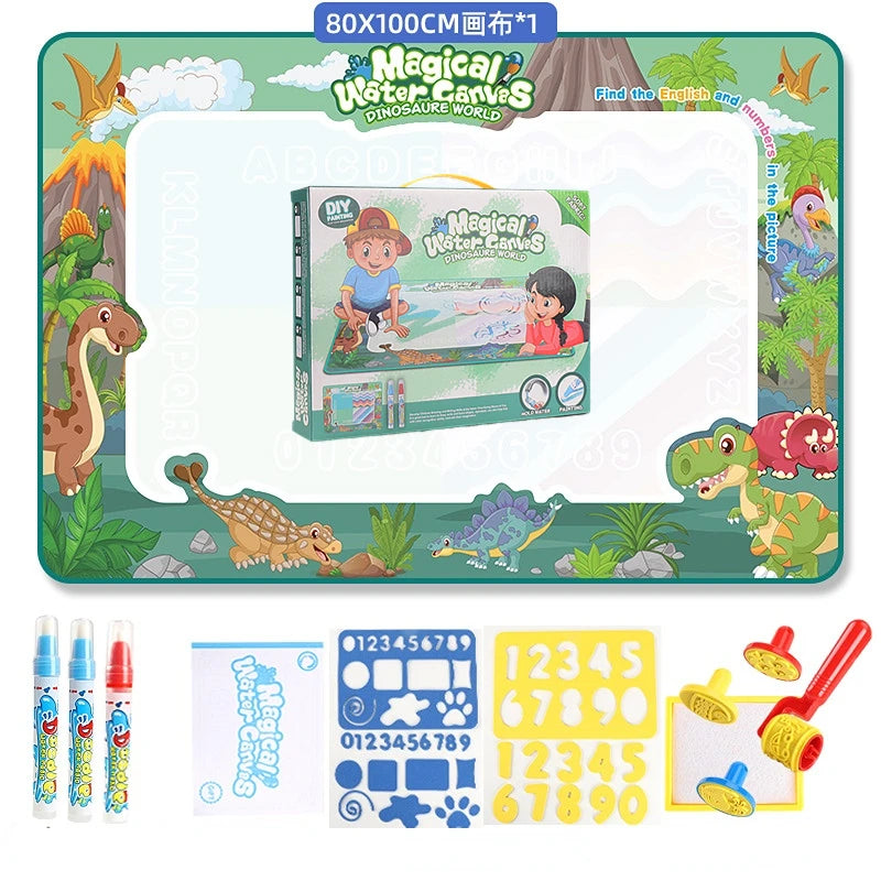 100x80CM Magic Water Drawing Mat with Reusable Pens, Montessori Doodle Painting Board for Kids