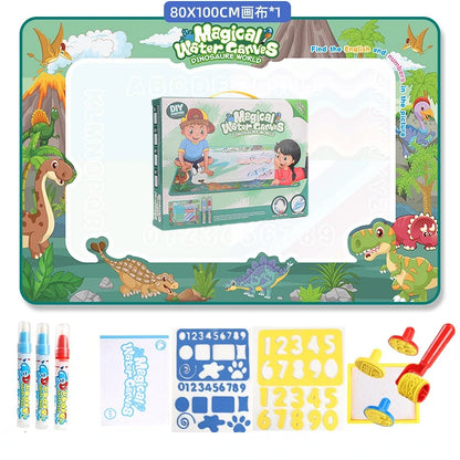 100x80CM Magic Water Drawing Mat with Reusable Pens, Montessori Doodle Painting Board for Kids