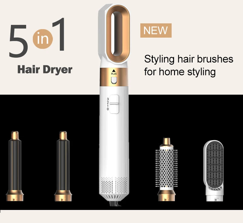 5-in-1 Hair Dryer Hot Comb Set Professional Curling Iron & Straightener Styling Tool for Dyson Airwrap