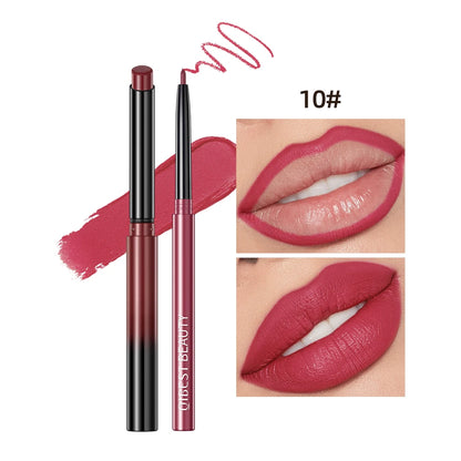 QIBEST 2PC Matte Velvet Lipstick & Lipliner Set - Long Lasting Red Lip Contour Pencil