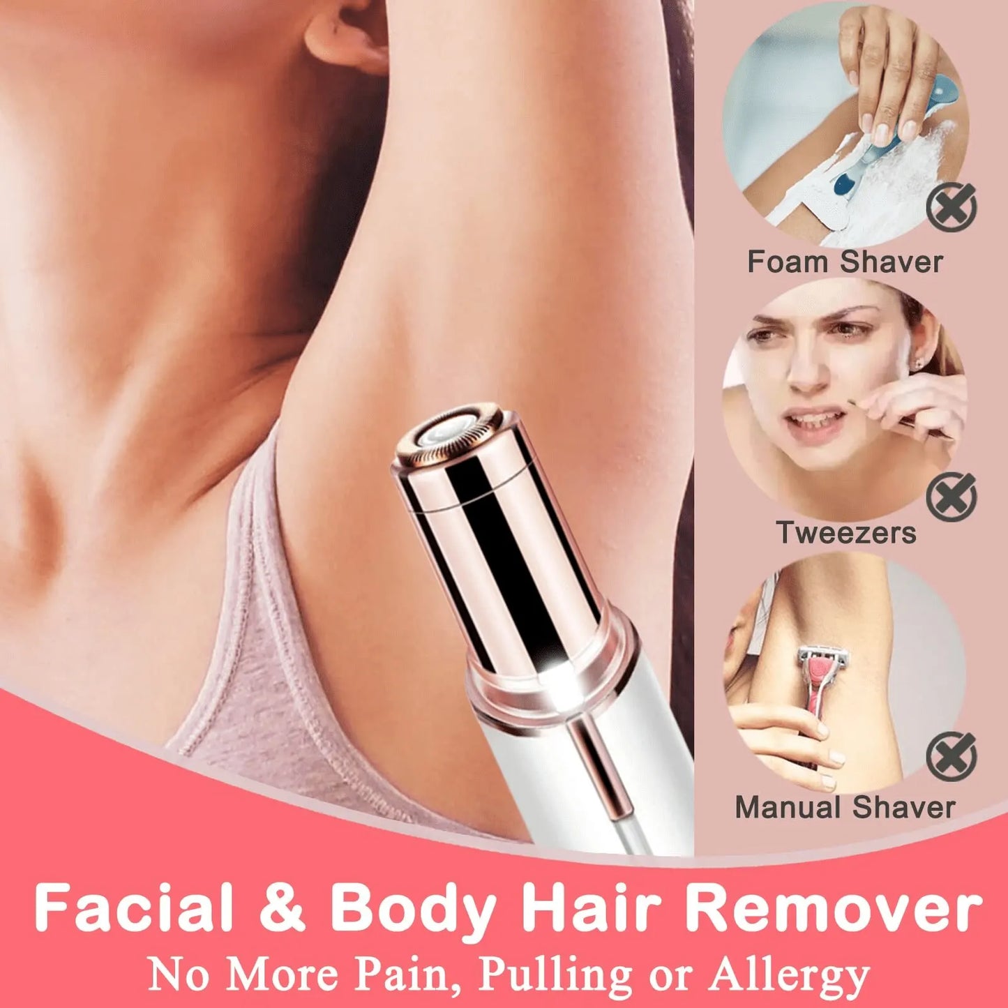 Portable Lipstick Electric Hair Remover for Women Painless Facial Shaver Tool