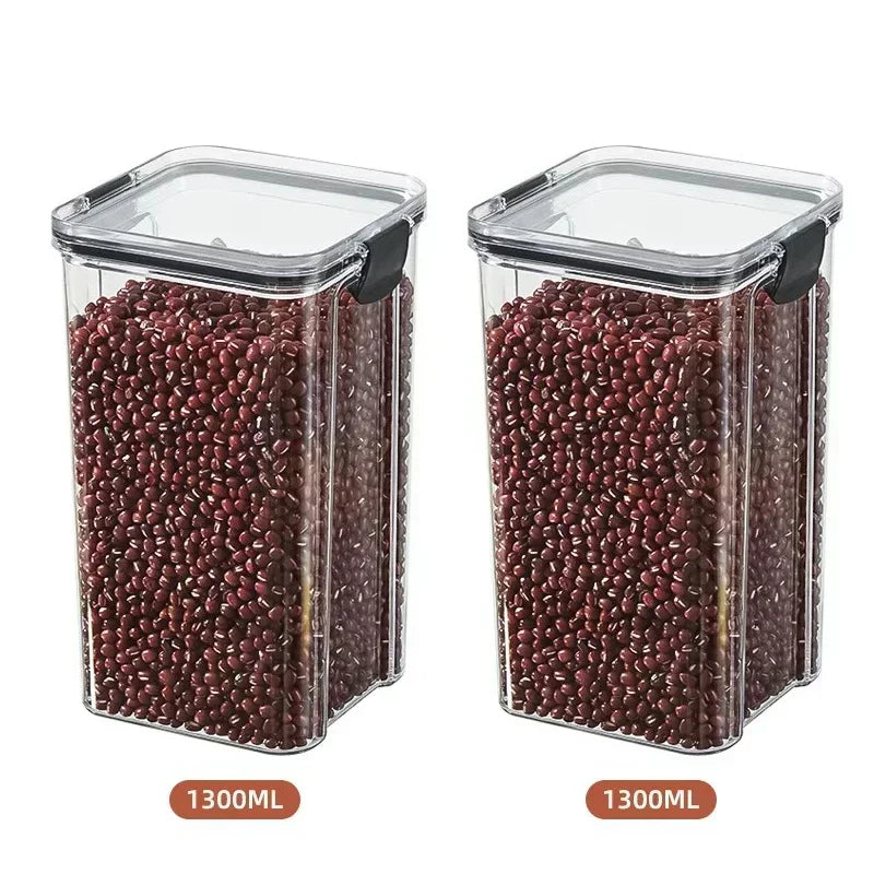 Stackable Plastic Food Storage Containers Set 460-1800ml for Grains, Tea & Snacks