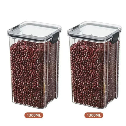 Stackable Plastic Food Storage Containers Set 460-1800ml for Grains, Tea & Snacks