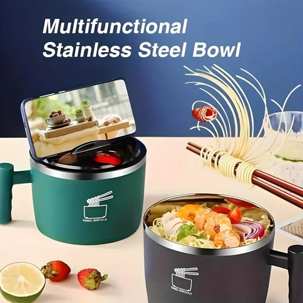 Ramen Bowl & Lunch Container 1000ml with Phone Stand - Thai Soup, Cereal Bowls for Home, Kitchen & Camping