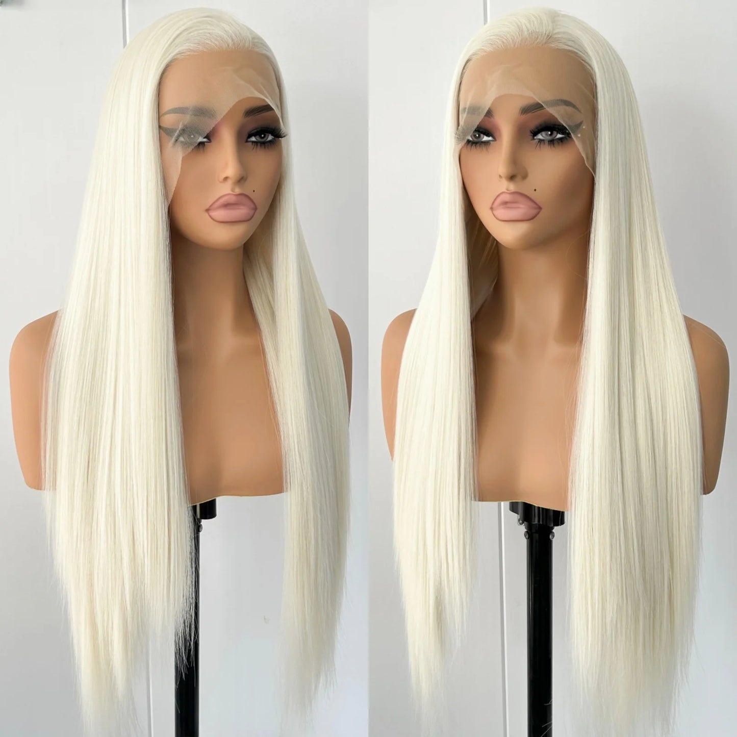 Glueless Straight Blonde Lace Front Synthetic Wig for Women