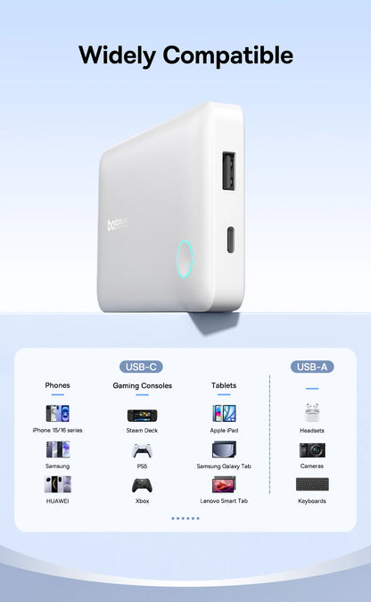 Baseus 22.5W Power Bank 10000mAh, QC PD Fast Charging Portable Charger for iPhone 16/15, Samsung, Xiaomi