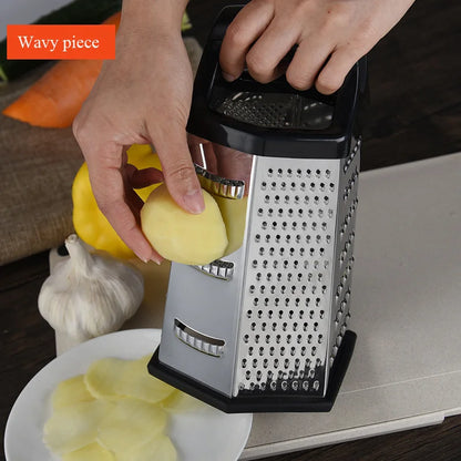 Multifunctional 6-Sided Stainless Steel Box Grater for Vegetables & Cheese