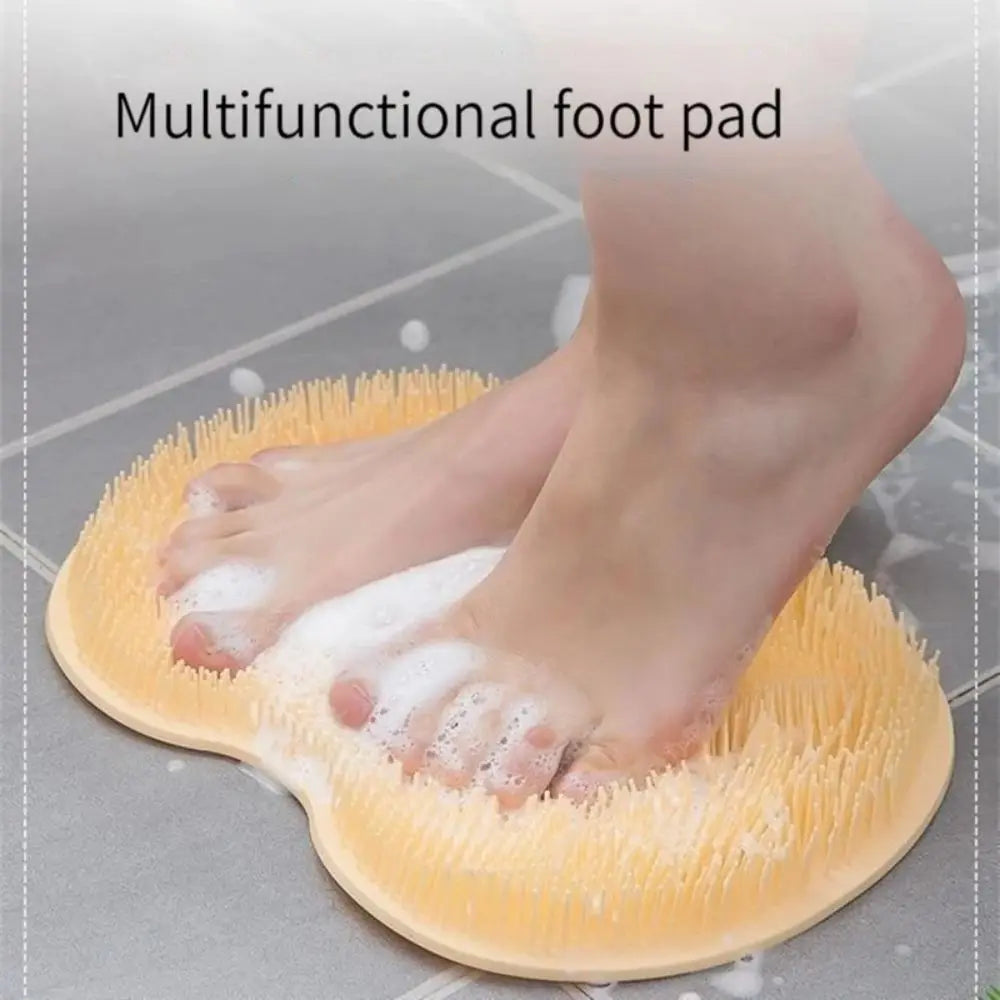 Exfoliating Shower Massage Scraper & Non-slip Bath Mat with Silicone Foot Wash Brush