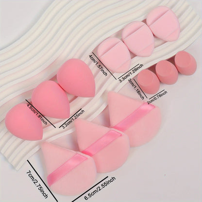 12-Piece All-Purpose Makeup Sponge Set – Powder Puffs, Beauty Eggs & Mini Cushions