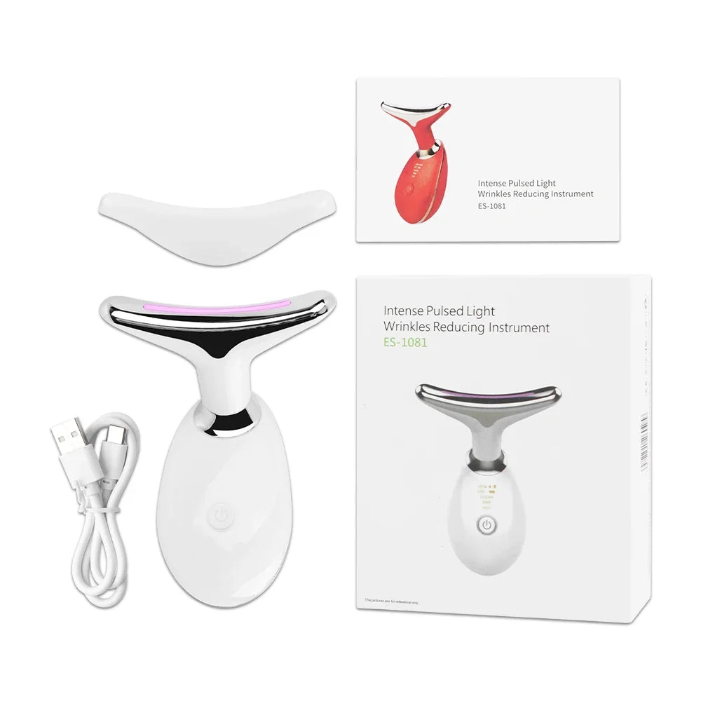 Face & Neck Lift Beauty Device - EMS Facial Massager with LED Light Therapy for Skin Tightening & Anti-Wrinkle