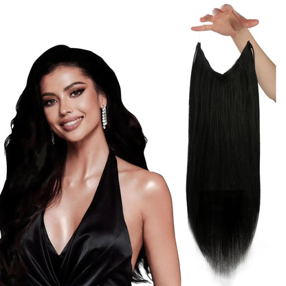 VeSunny Fish Line Human Hair Extension - Invisible Wire One-Piece Blonde Hair Weft with Clips