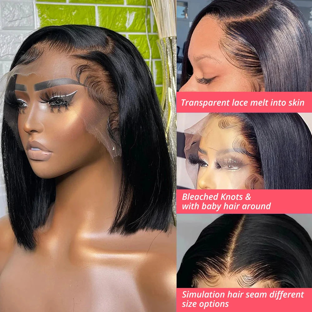 BOB Lace Front Wig Human Hair 13x4 HD Transparent Lace Frontal for Women