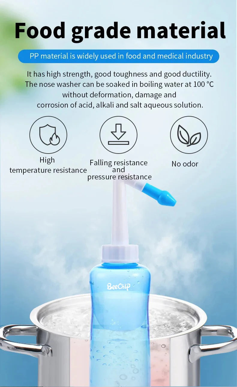 Nasal Wash Bottle 300ml for Adults and Children with Physiological Saline