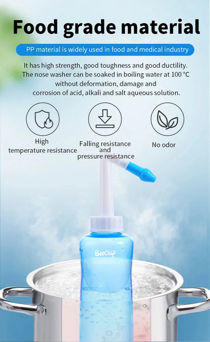Nasal Wash Bottle 300ml for Adults and Children with Physiological Saline