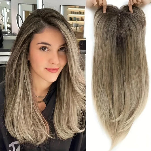 Elegant 22" Straight Synthetic Wig Block for Women - Light Brown to Black