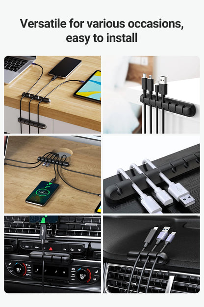 Adhesive Cable Holder Clips - Cord Management Organizer for Desktop, USB, Power, and Mouse Cables