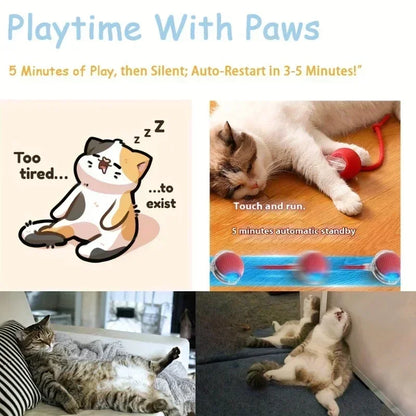 Rechargeable Cat Toy Automatic Rolling Ball with Simulated Tail Electric Pet Interactive Toy for Cats & Dogs
