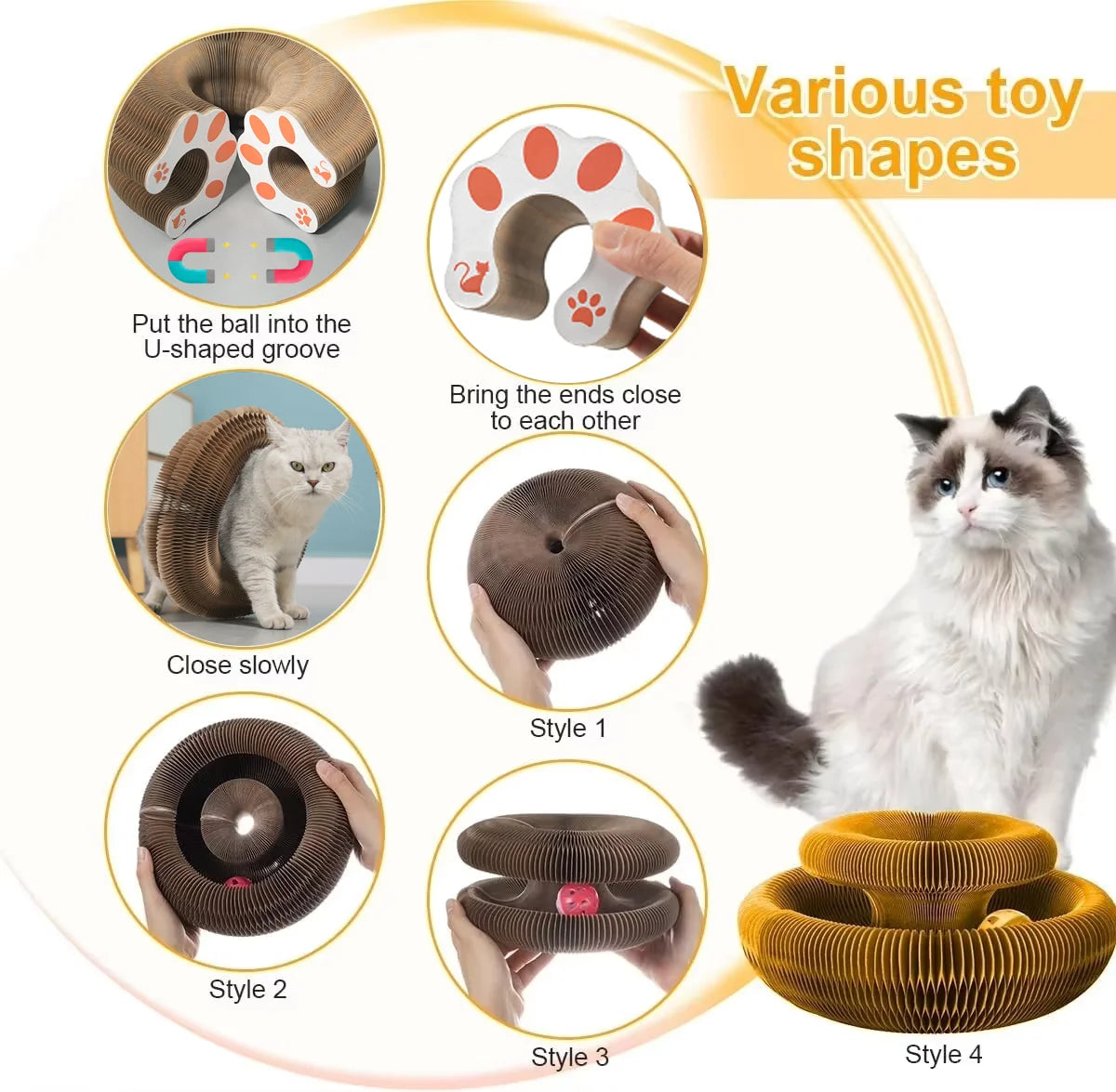 Magic Cat Scratch Board with Ball & Corrugated Climbing Toy for Cats