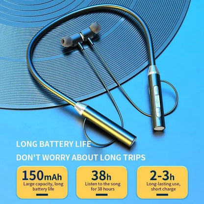Neck Mounted Bluetooth Earphones - Wireless, Ultra Long Standby, Sweatproof for Games, Sports, and Running (Android & iOS)