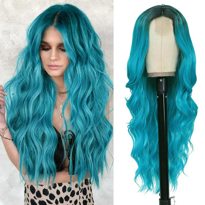 Synthetic Long Lace Ombre Blonde Wavy Wig 26 Inch for Women