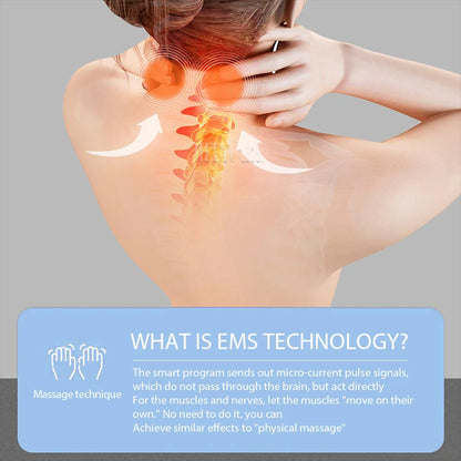 TENS Pulse Wireless Back & Neck Massager - Smart Heating Pain Relief for Shoulders & Muscles
