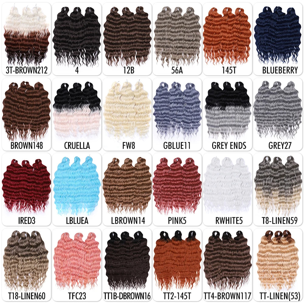 Anna Synthetic 24" Loose Deep Wave Braiding Hair Extensions - Dark Brown Water Wave Crochet Curly Hair