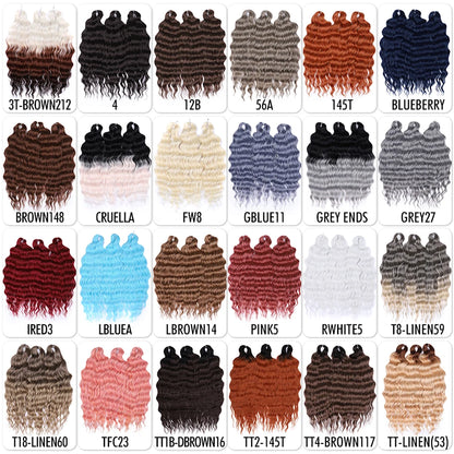Anna Synthetic 24" Loose Deep Wave Braiding Hair Extensions - Dark Brown Water Wave Crochet Curly Hair
