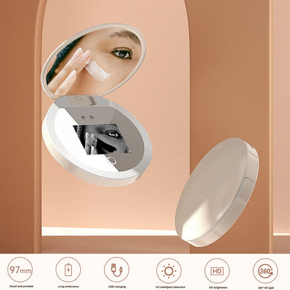 UV Mirror Sunscreen Testing Camera with Light - 2X Magnification Travel Makeup Mirror 3.5in