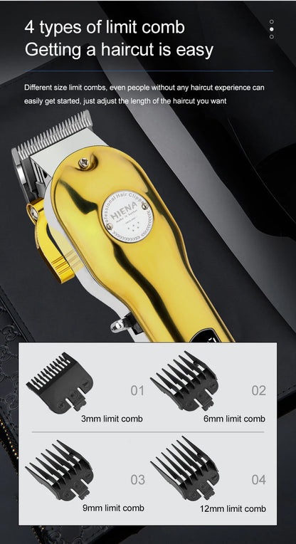 HIENA Professional Barber Hair Clippers Set with Beard Trimmer & Adjustable Steel Blade Hair Cutting Machine