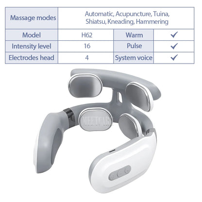 TENS Pulse Wireless Back & Neck Massager - Smart Heating Pain Relief for Shoulders & Muscles