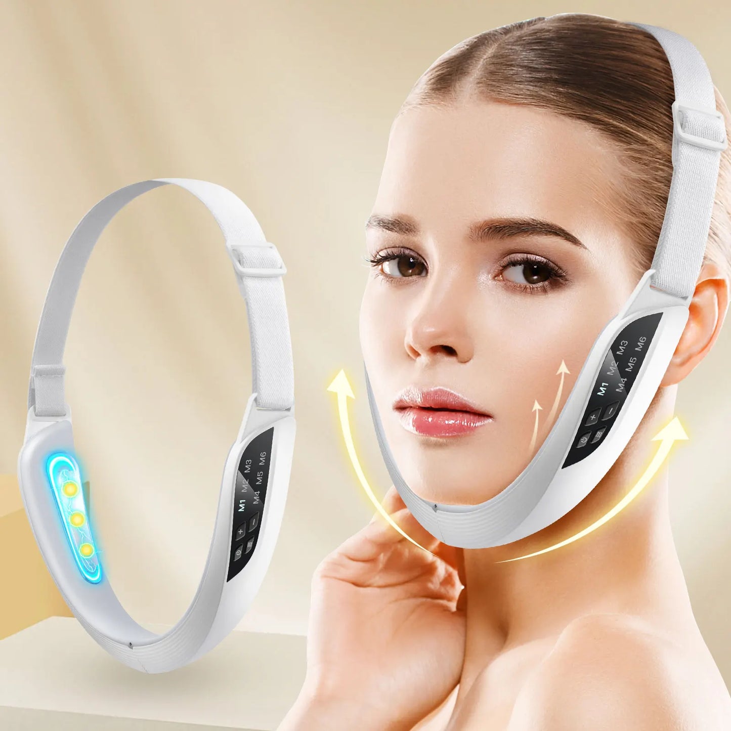 Electric V Face Lifting Device 6 Modes 8 Levels EMS Facial Massager for Double Chin Removal