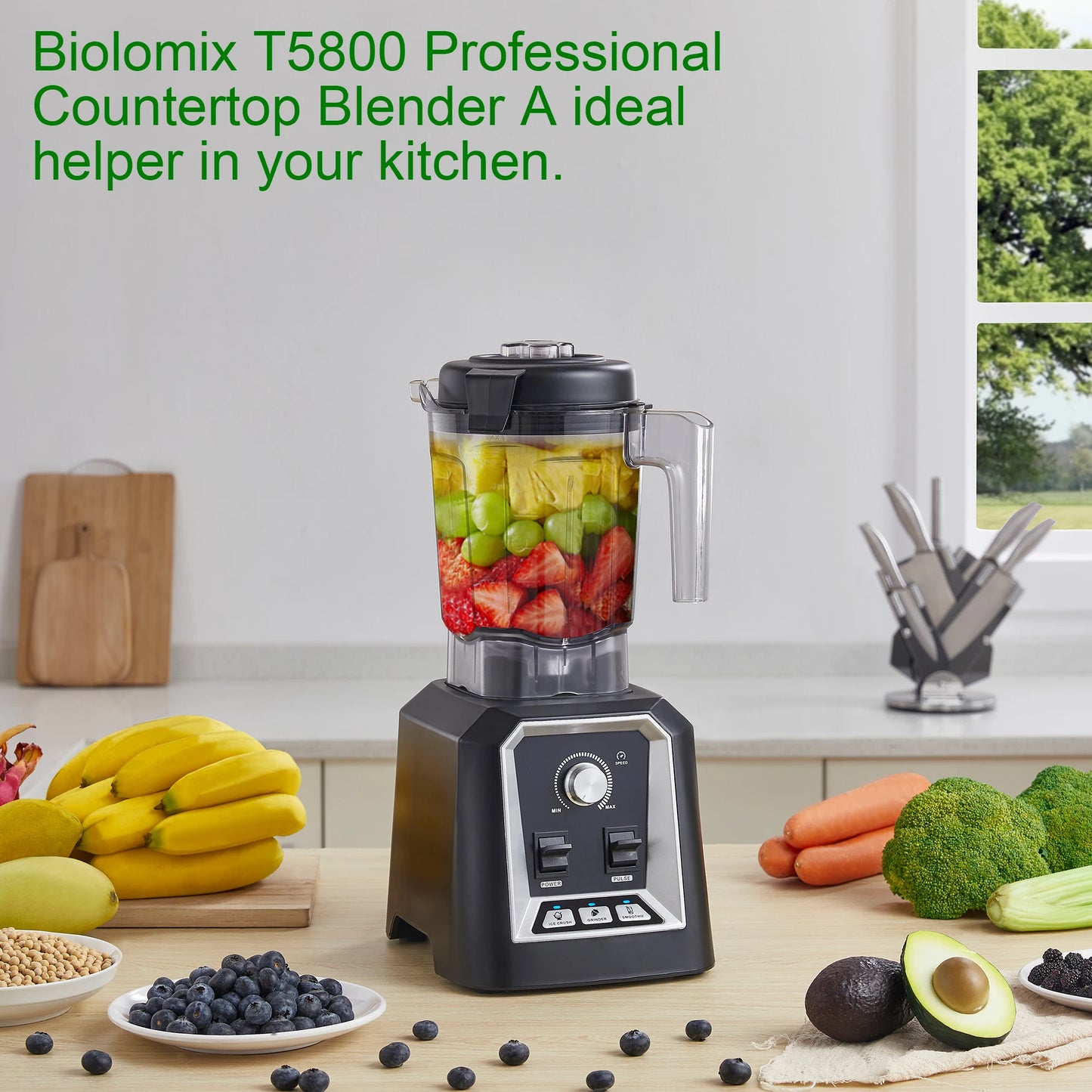 BioloMix Automatic Smoothie Blender 2L, BPA Free, Food Mixer & Ice Crusher