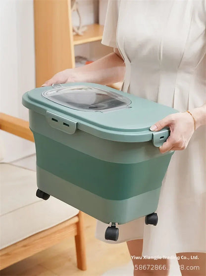 Foldable Dog Food Storage Bucket – Mildew-Proof & Moisture-Proof for Kitchen or Travel
