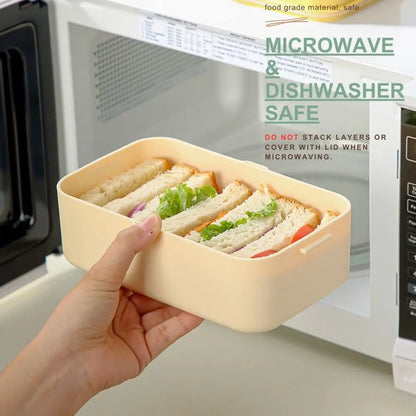 2-Layer Bento Box with Handle, Large Capacity Leak-Proof Lunch Box for Kids, Microwave Safe
