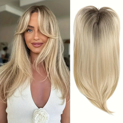 Elegant 22" Straight Synthetic Wig Block for Women - Light Brown to Black