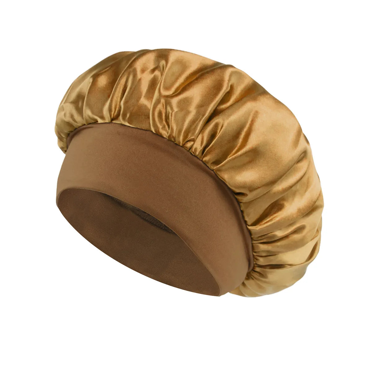 1PC Women's Satin Bonnets - Wide-Brimmed Night Sleeping & Bathing Hat with Elastic Band for Hair Care