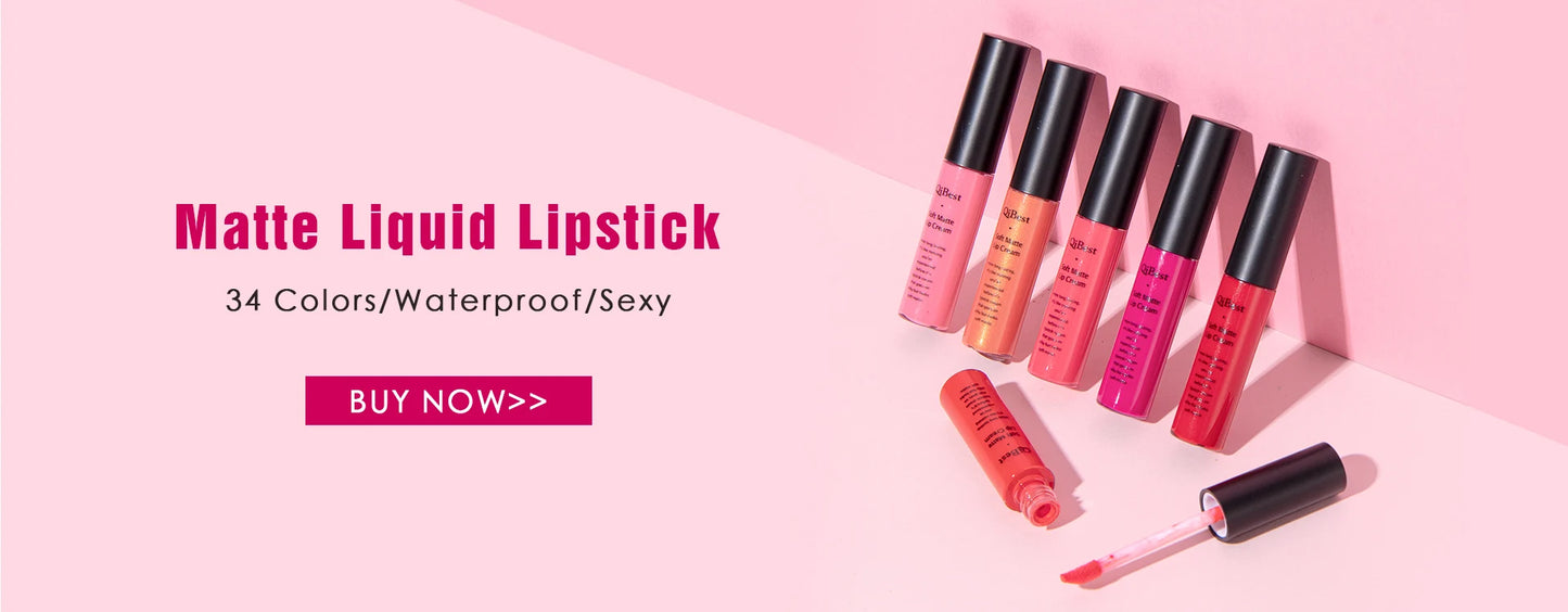 QIBEST 2PC Matte Velvet Lipstick & Lipliner Set - Long Lasting Red Lip Contour Pencil