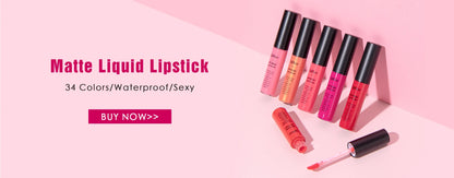 QIBEST 2PC Matte Velvet Lipstick & Lipliner Set - Long Lasting Red Lip Contour Pencil