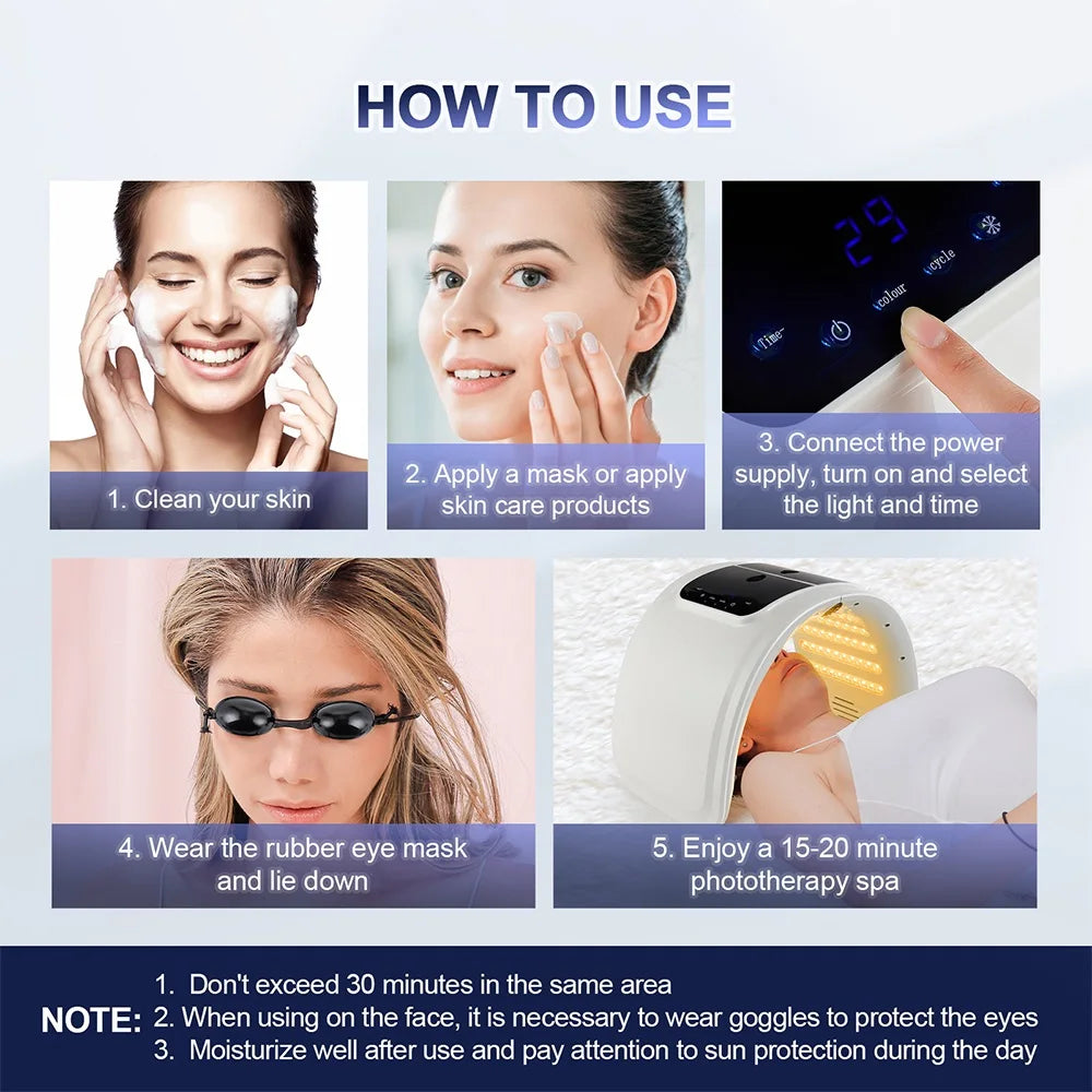foreverlily LED Face Mask PDT Machine - 7-Color Photon Skin Rejuvenation & Nano Spray for Face & Body