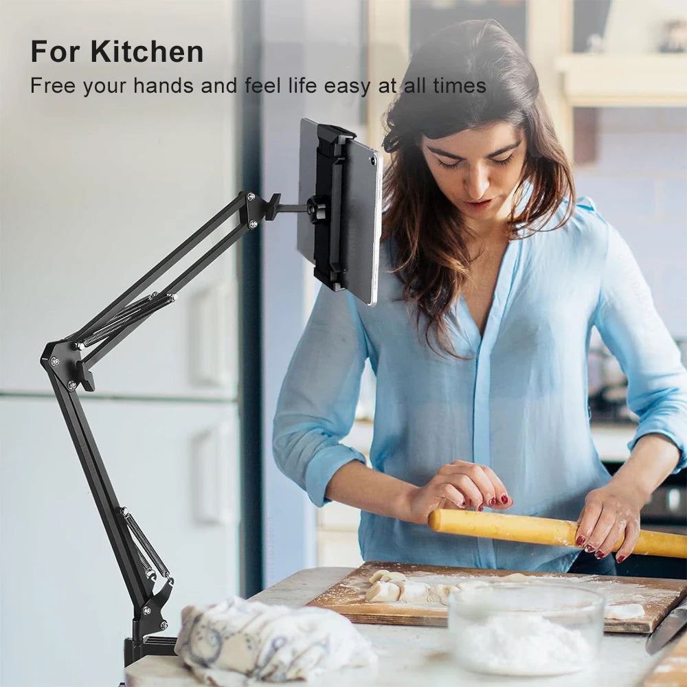 Tablet Stand Holder for Bed - Adjustable Rotatable Long Arm Mount for 4-12.9" iPad Pro, Samsung Tab, Xiaomi Pad